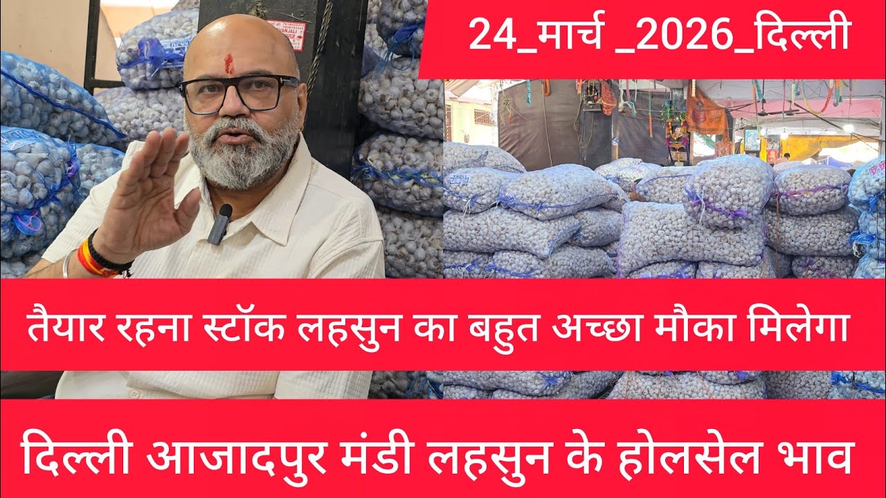 March 24, 2026 दिल्ली 🧄 लहसुन के भाव Azadpur delhi mandi today garlic market price #garlicmarket