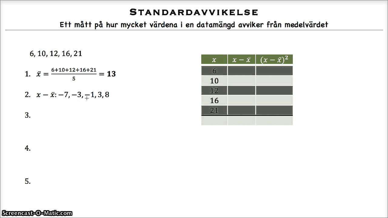 Standardavvikelse - Matematik 2b