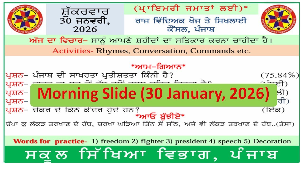 Morning slide 30 January 2026। gk morning slide l morning slide। morning slide gk