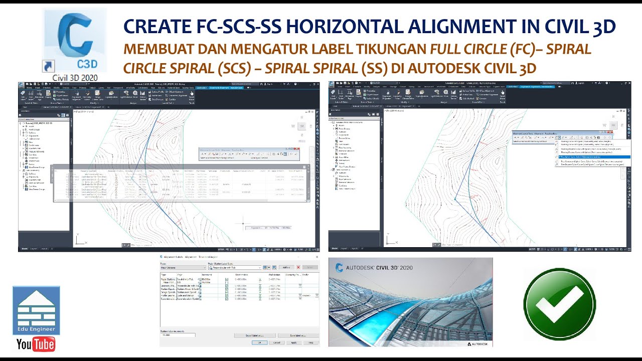 Civil 3D (8) : Membuat & Memperbaiki Alinyemen Horizontal FC-SCS-SS (Create & Edit FC SCS SS Type)