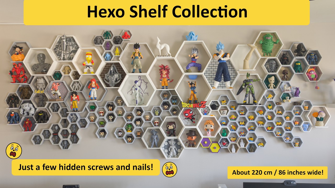 Hexo Display Case: 3D Printed Honeycomb Shelves