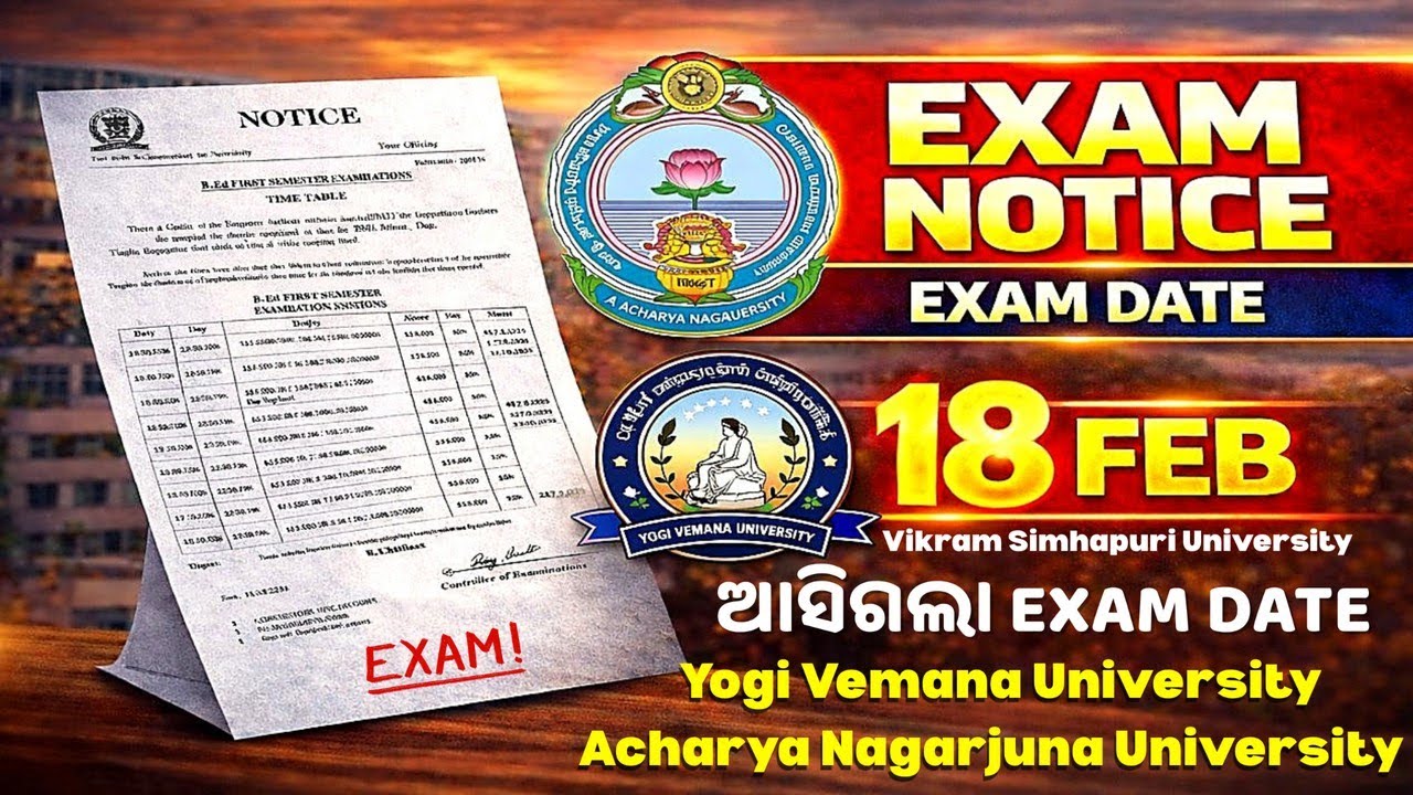 Acharya Nagarjuna University & Yogi Vemana University B.Ed 1st Semester Exam Date | Exam Time Table