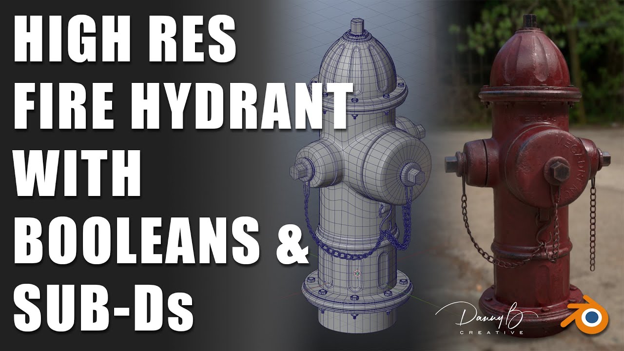 Hi Resolution Fire Hydrant with Booleans and Sub-Ds in Blender