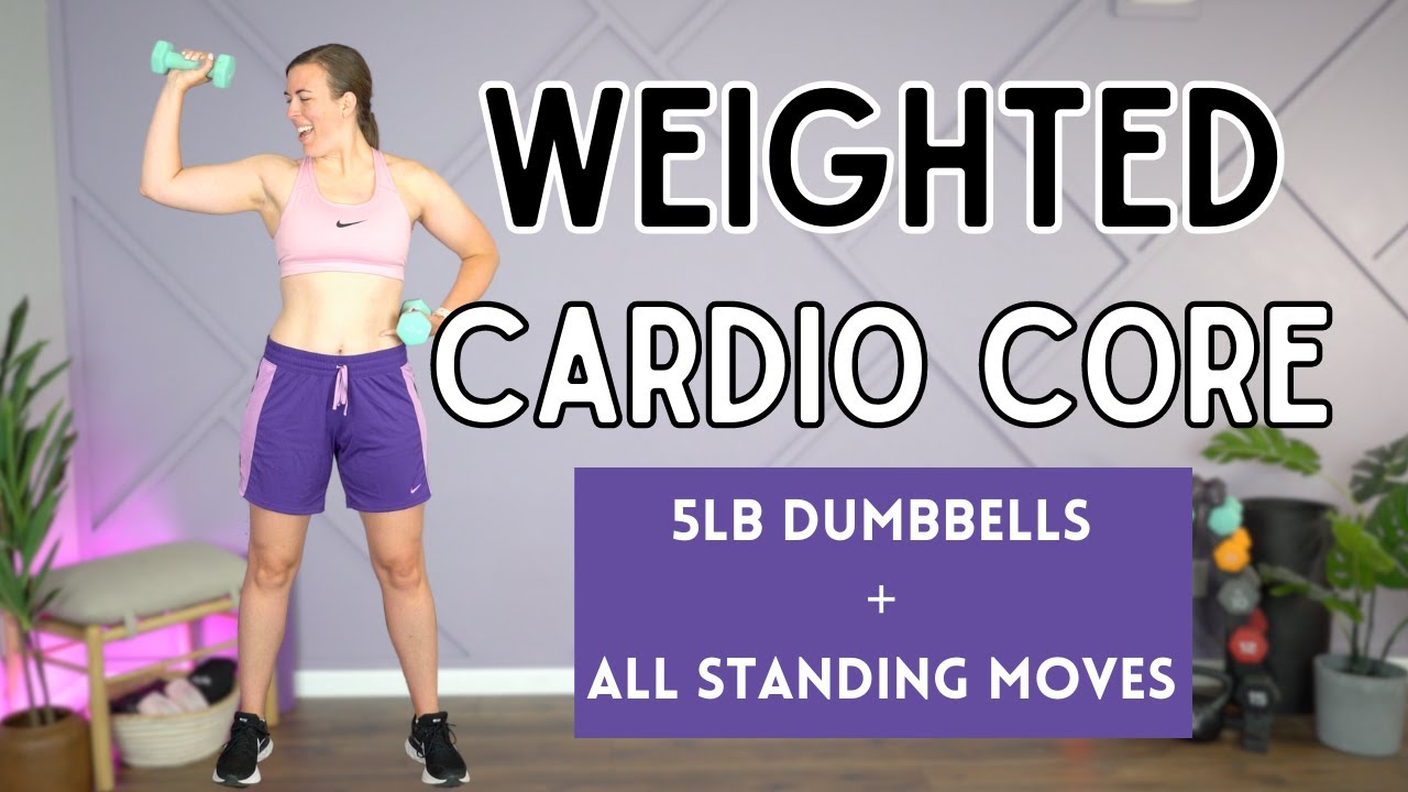 10 MIN Weighted Cardio Core Burnout | All Standing Core Moves To Get Your Heart Pumping!