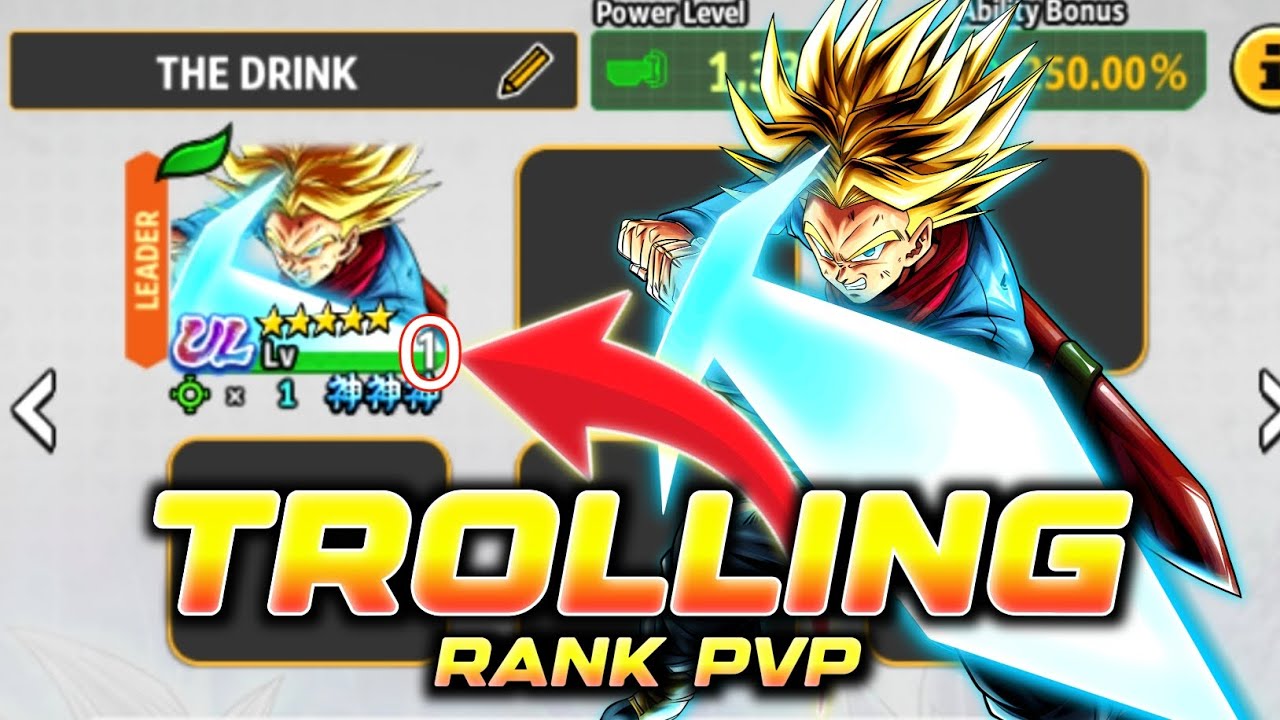 TROLLING WITH (LVL.1) ULTRA SUPER SAIYAN TRUNKS IN RANK PVP WITH PROOF😈💥! | DRAGON BALL LEGENDS