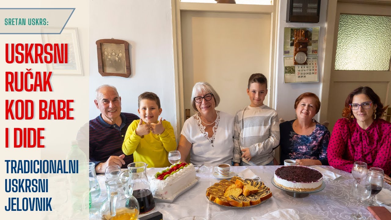 Uskrs kod Babe i Dide. Pečena janjetina, juha, pršut . Uskrsni ručak. I tetka je bila sa nama.