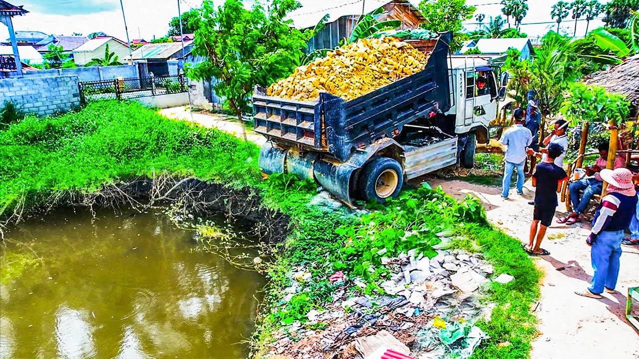 Nicely Started​ Amazing Project!! Landfill Delete Deep Pond!! By Skills Dozer’s Pushing Rock Soil