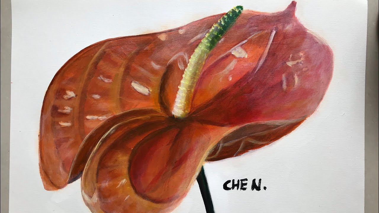 Anthurium Flower Painting Tutorial Using Acrylics