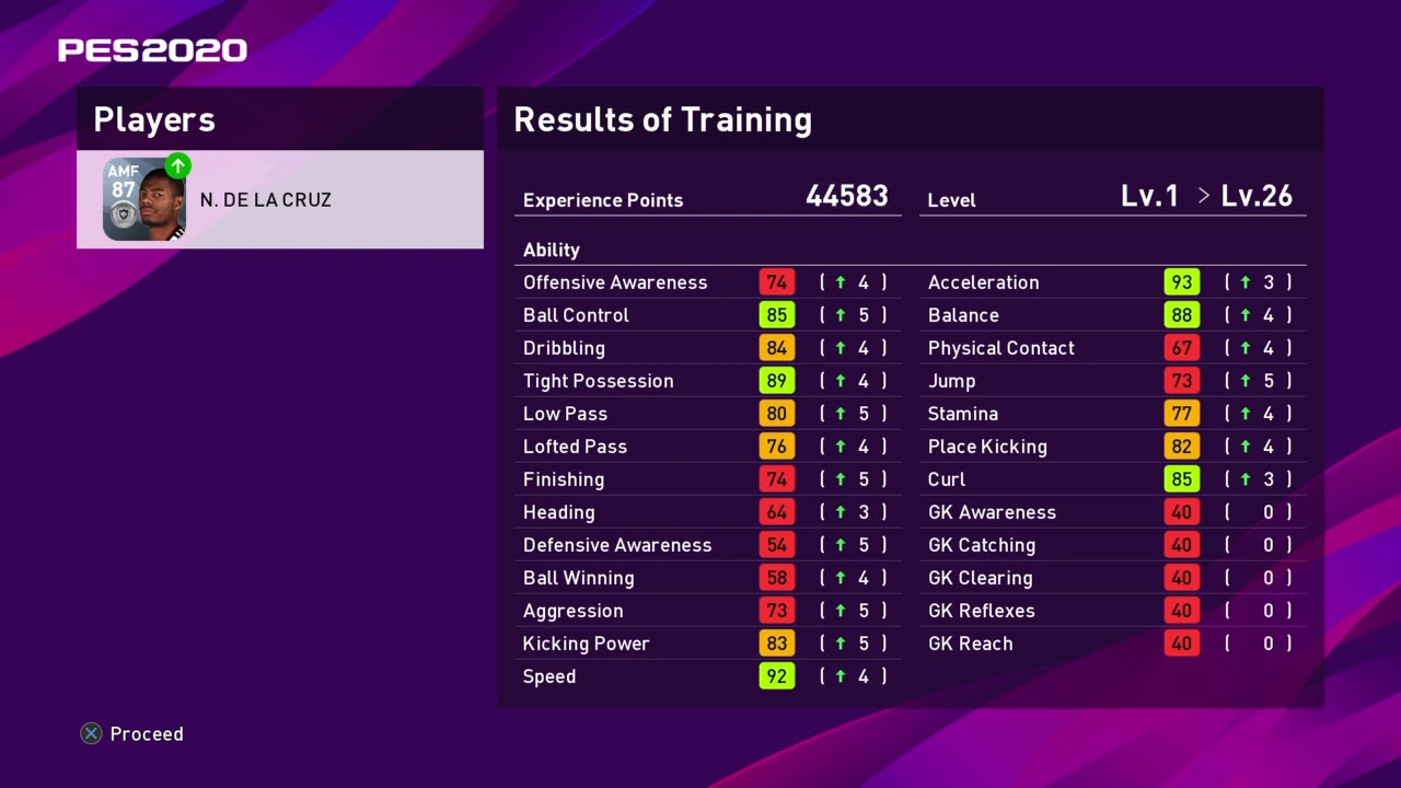 eFootball PES 2020_20191129133212 N. De la Cruz 87 Silver training