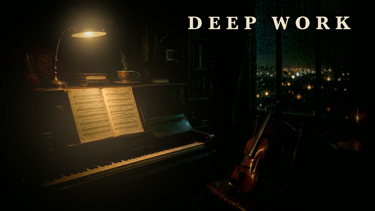Deep Work Music &mdash; The Composer's Room on a Rainy Night | Calm Piano for Focus & Study | 2 Hours
