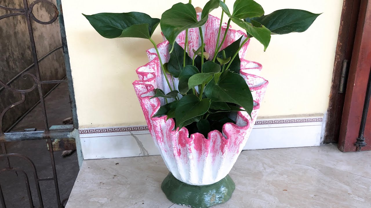 Unique plant pots made of cement and cloth // Creative cement ideas