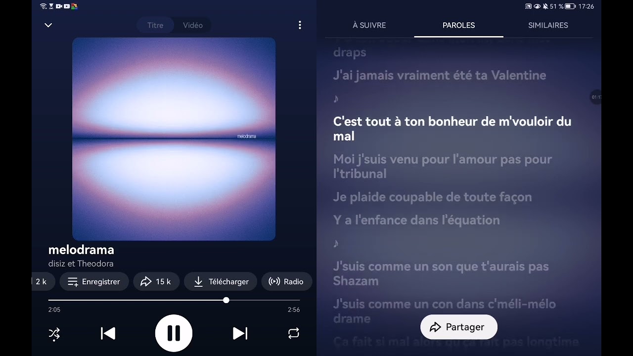 Je chante ( Melodrama de Theodora et diszi) je chanta trop mal 