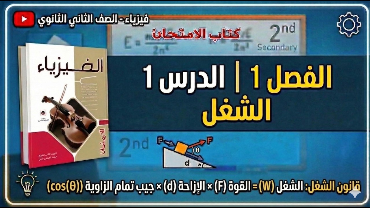 حل اسئلة كتاب الامتحان فيزياء الصف الثاني الثانوي الفصل 1 الدرس 1 (الشغل)
