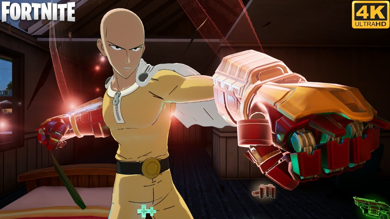 Saitama Skin Gameplay with One Punch Medallion - Fortnite Chapter 6 Season 4 (4K 60FPS)