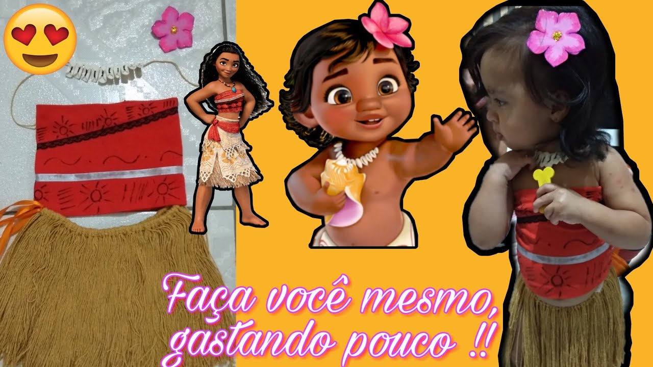 COMO FAZER FANTASIA DA MOANA GASTANDO POUCO | DIY 1 ANINHO DA MHARESSA 😍❤️