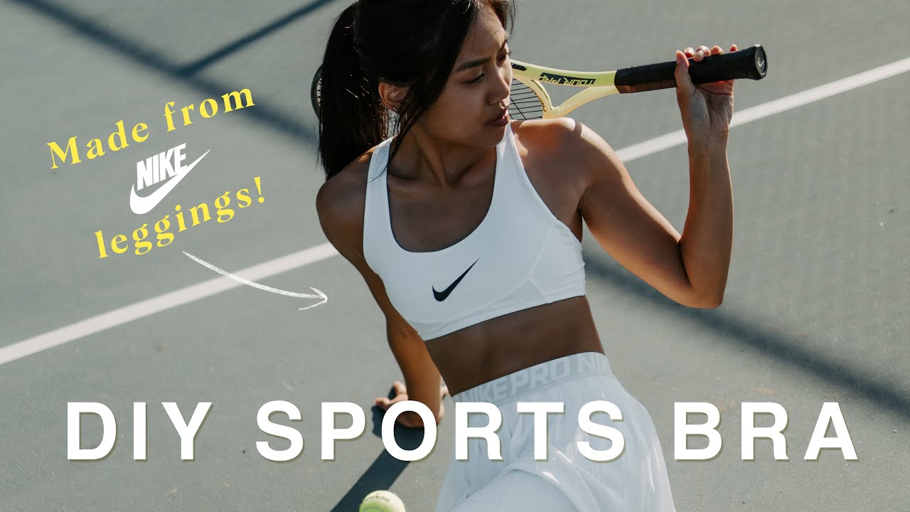 DIY SPORTS BRA | NIKE TENNIS GIRL OUTFIT - make a sports bra from leggings! | PART 2 | deconstrut