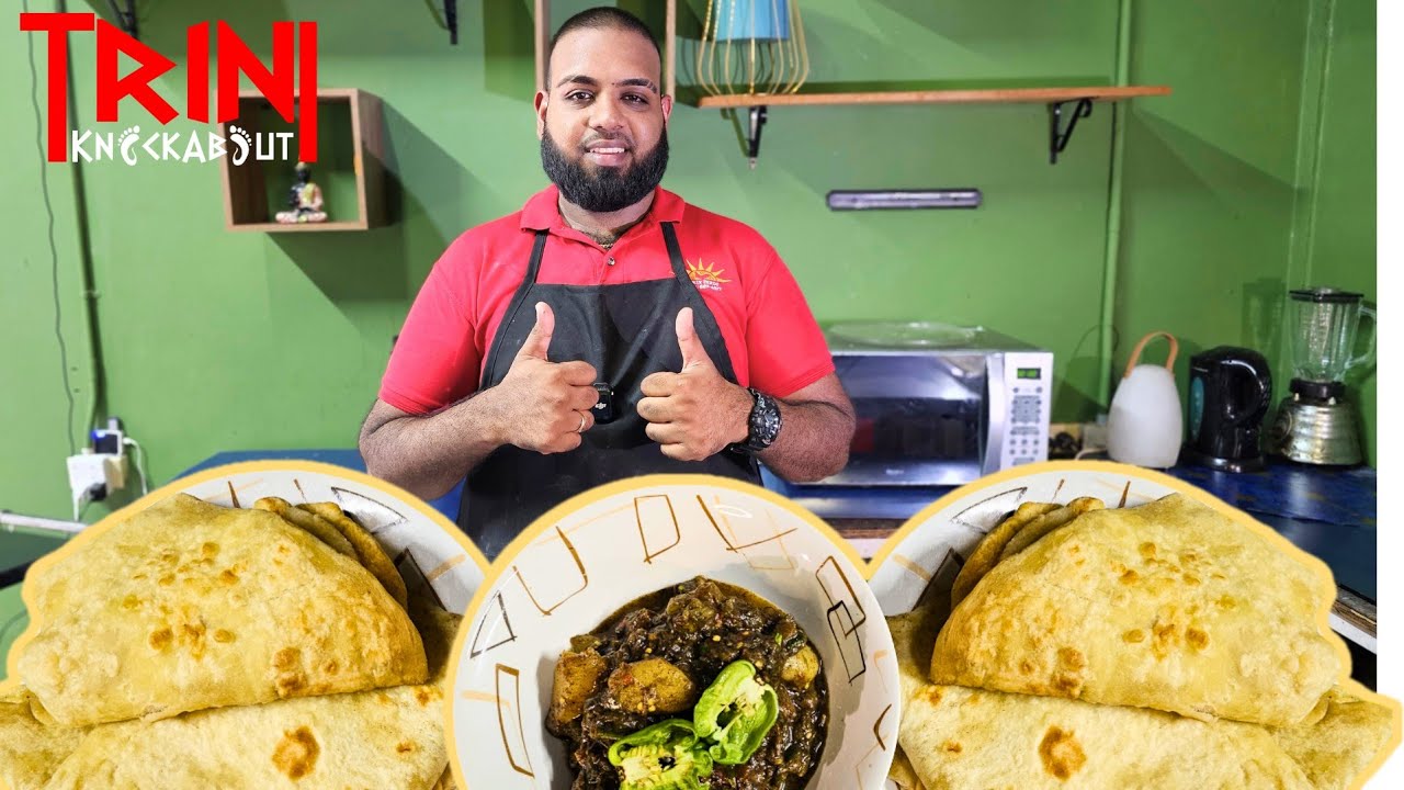 Dosti Roti with Curried Conchs, Baighan and Aloo | Trinistyle Classic Cooking