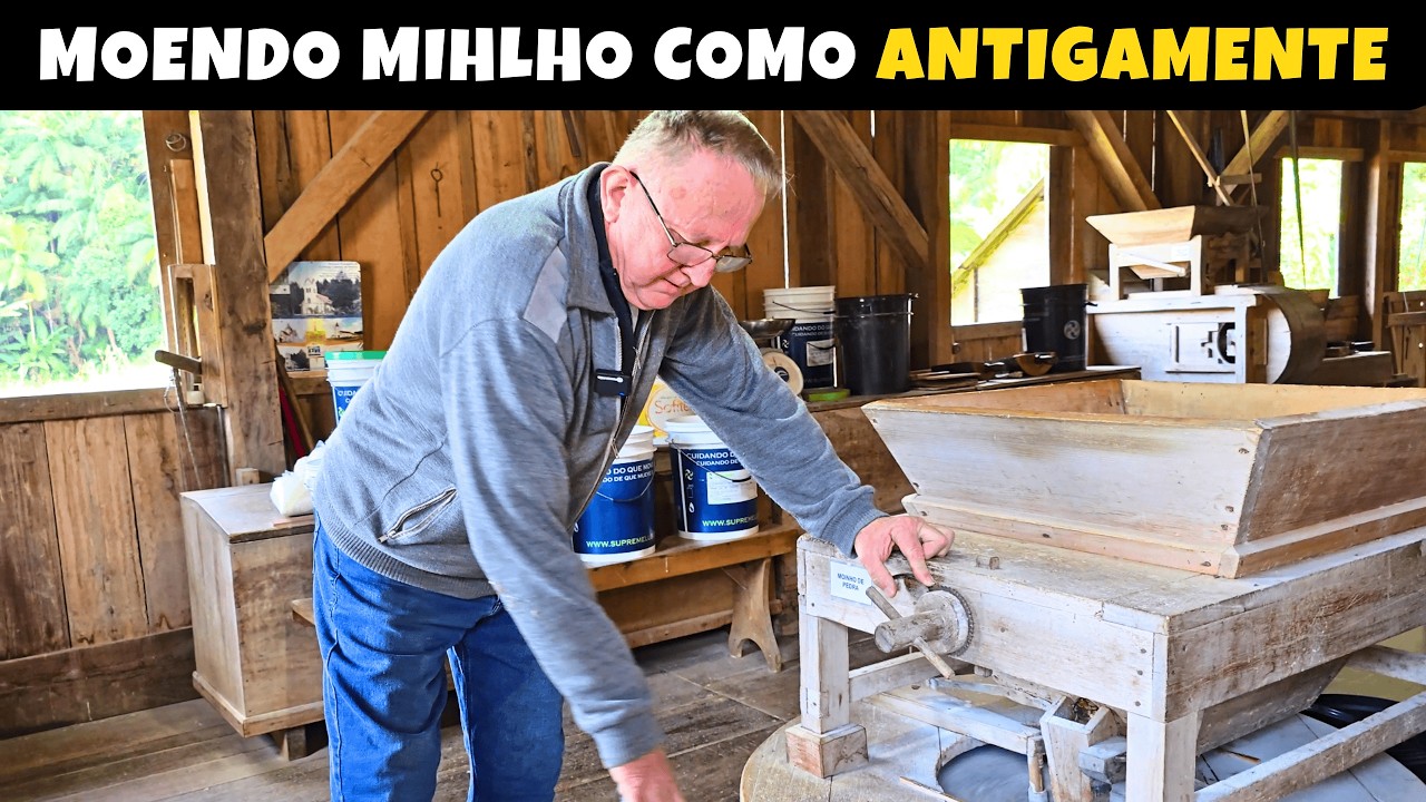 MOENDO MILHO DO JEITO ANTIGO | ATAFONA DE 85 ANOS EM IBIRAMA SC
