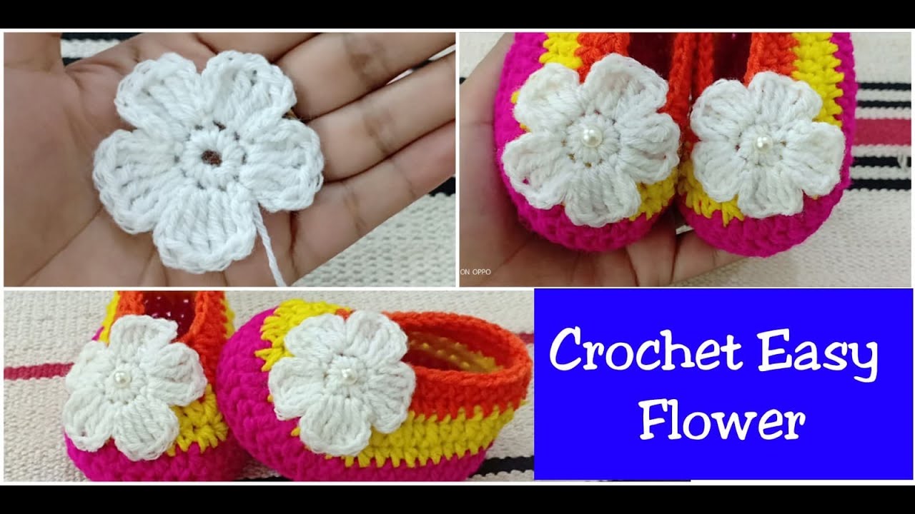 CROCHET : কুরুশকাঁটার তৈরি ফুল। Crochet Easy Flower Tutorial in Bangla. 