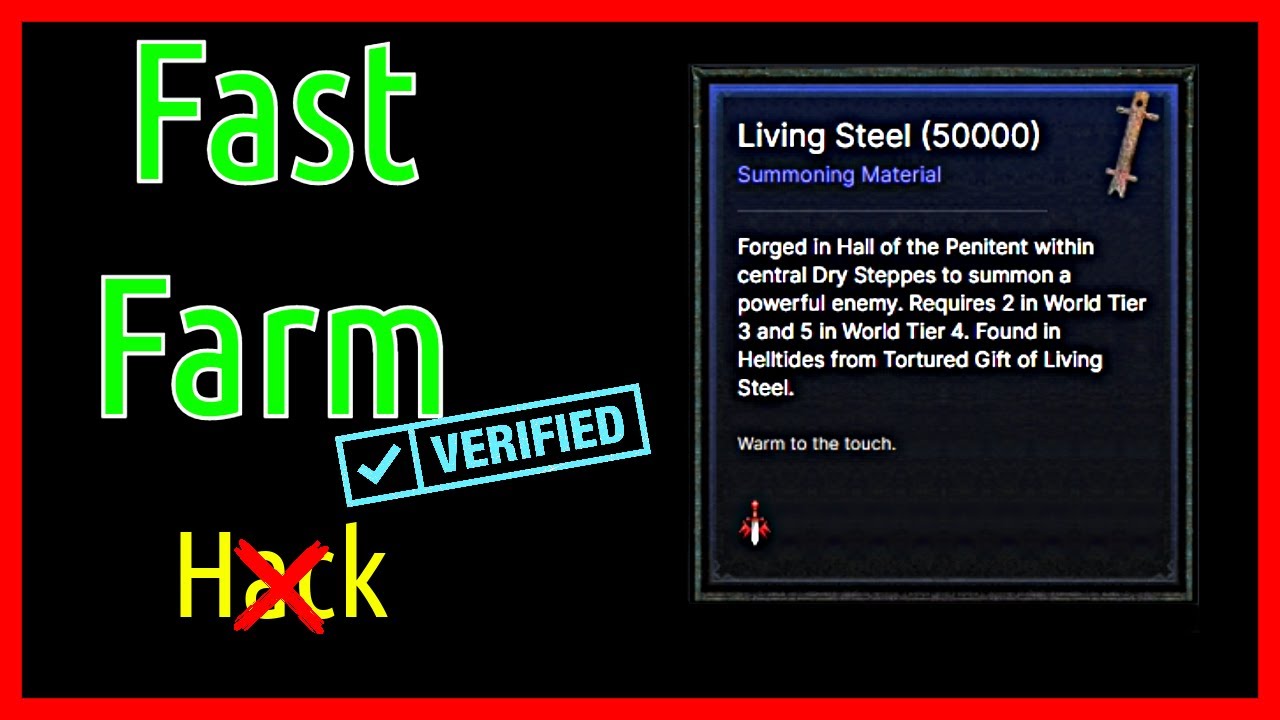 Diablo IV Hardcore Living Steel Farm Fastest Way