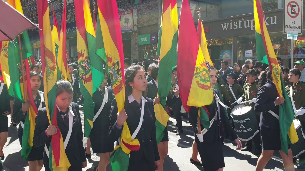 Desfile 6 de Agosto Cotahuma: Colegio Claudio Sanjines