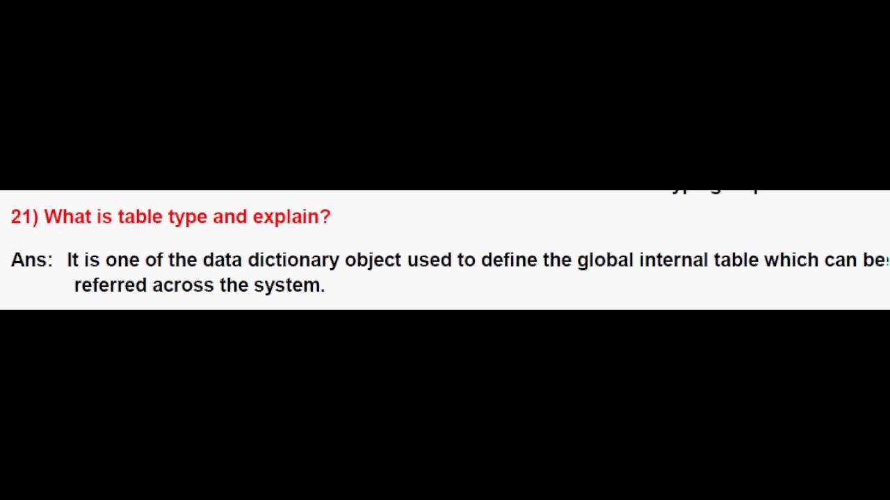 What is table type and explain
