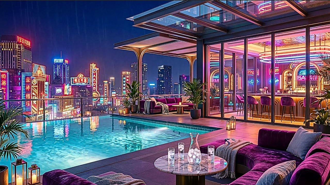 Hong Kong Retro Neon Skyline 🌌💿 Lofi Chillhop Ambience with Rain for Study & Sleep
