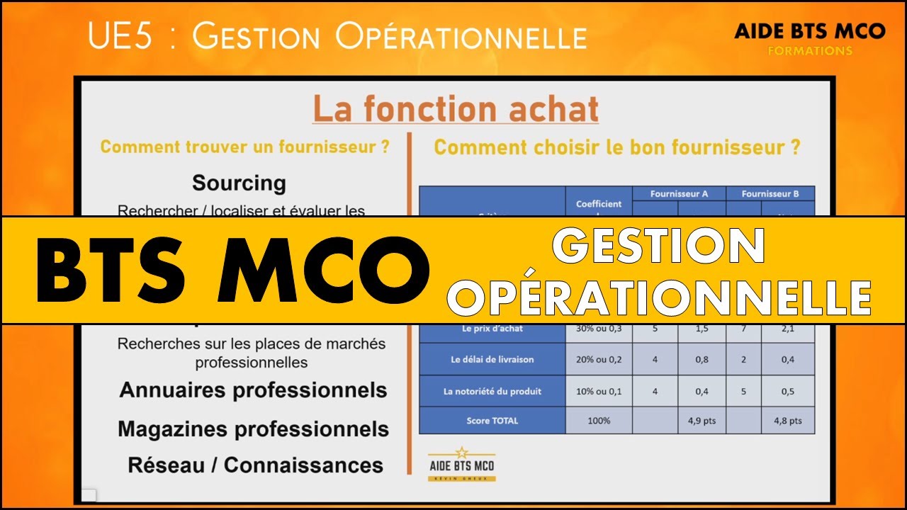 AIDE BTS MCO | Comment choisir le bon fournisseur | U5 GESTION OP&Eacute;RATIONNELLE