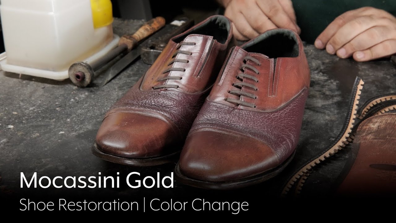 Mocassini Gold Deri Ayakkabı Restorasyonu ve Renk Değişimi | ASMR Ayakkabı Yenileme