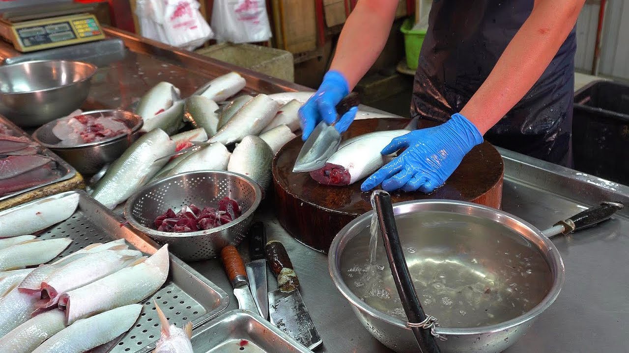 молоко рыба Полностью представлены навыки нарезки - тайваньские морепродукты