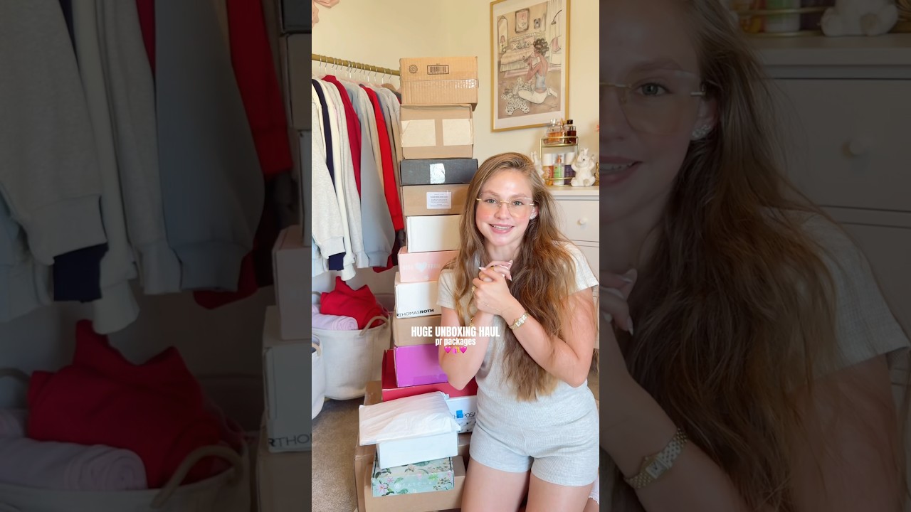 HUGE UNBOXING HAUL | pr packages🛍️🩷#haul #unboxing #gift #pr #aesthetic #asmr #vlog #skincare