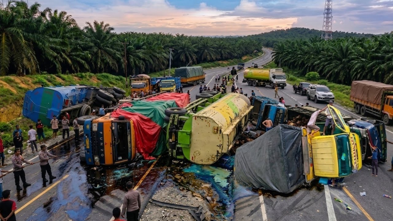Insiden Paling Menyedihkan || Detik Detik Truck Rem Blong Hingga Terbalik Di Bukit Kodok