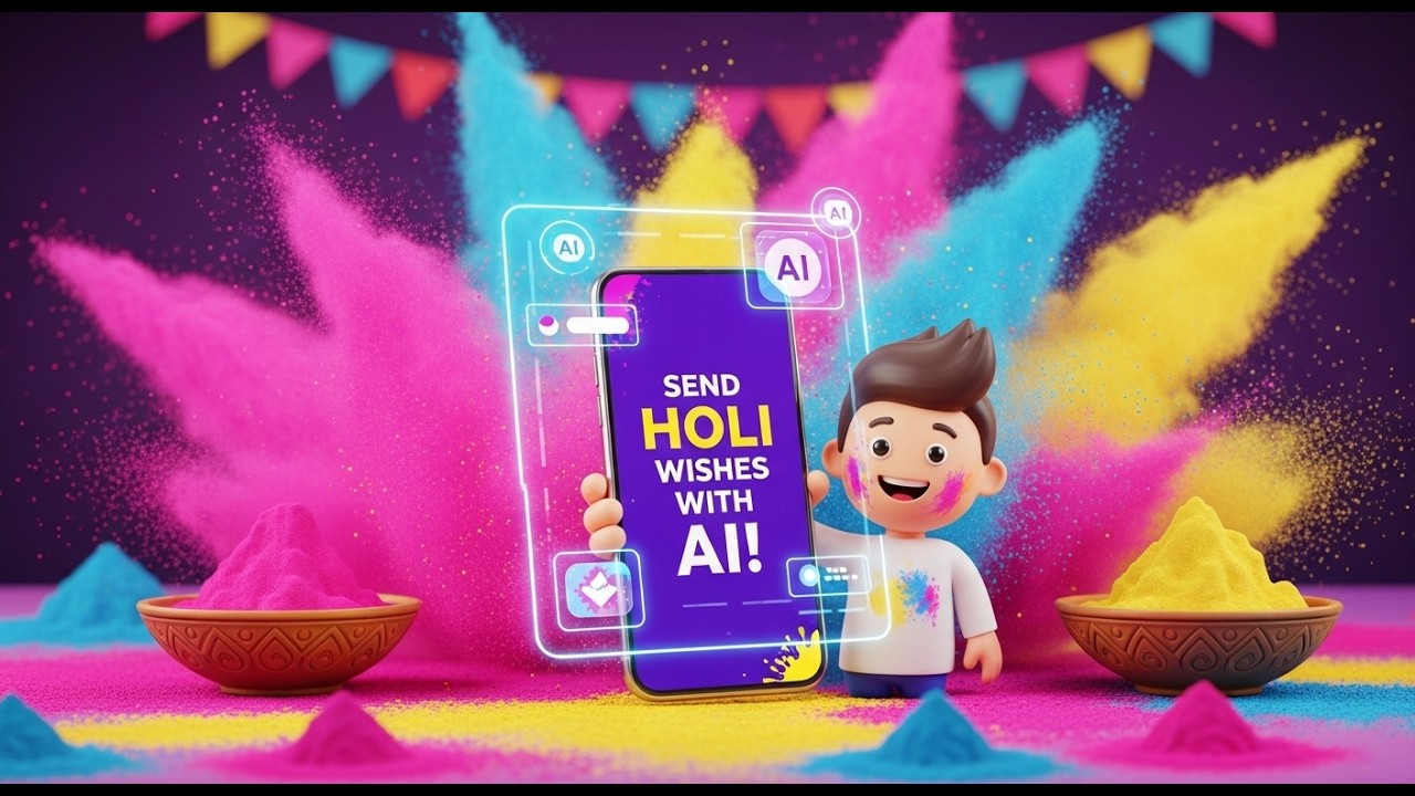 How to Send Holi Wishing Message Using AI | Create 3D Holi Wishes Video in 1 Minute