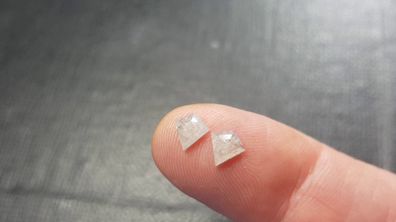 Pair white kite shape diamonds rose cut from ShangrilaGems