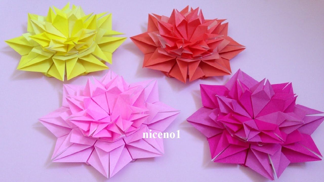 折り紙 菊の花 折り方 Origami chrysanthemum flower tutorial（niceno1）