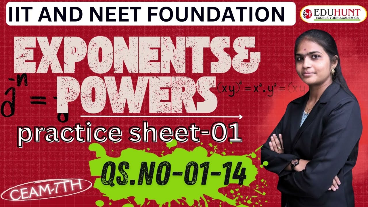 5 . EXPONENTS | PRACTICE SHEET-01 | QS.NO-01-14 | MATHS| 7TH CLASS | 