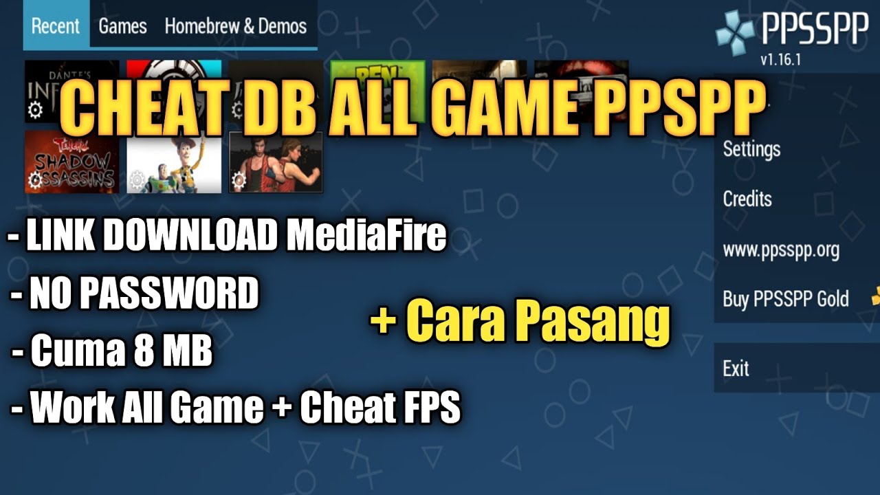 Cara Pasang Cheat Semua Game PPSPP + Link Download Cheat
