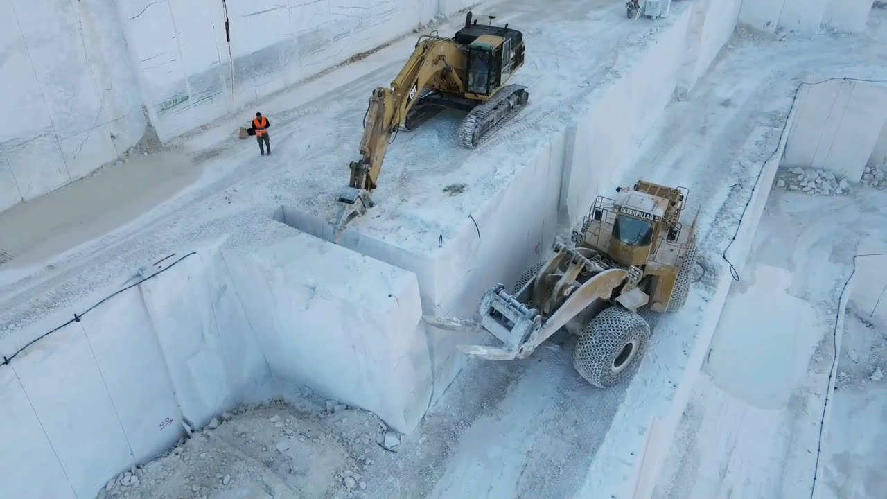 Aerial Movie Of Hard Working In The Biggest Marble Quarry Based In Greece - Marble Quarries