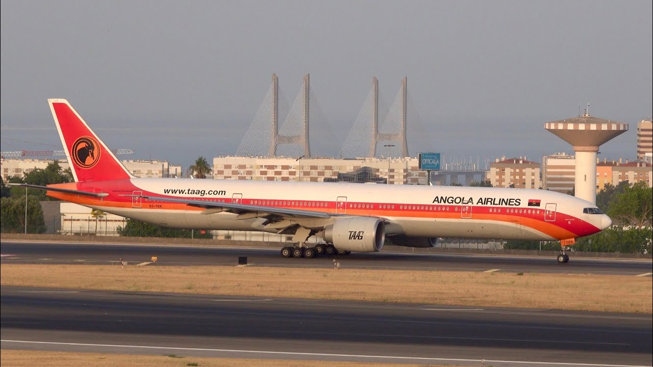 TAAG Angola Airlines Boeing 777-300ER Landing at Lisbon Airport