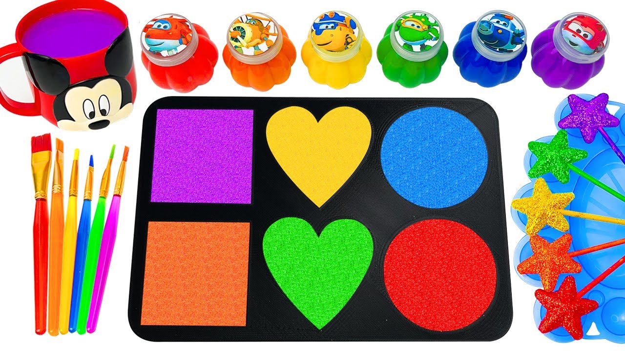 Satisfying Video l How To Make Rainbow Lollipop Candy into Square Heart Circle Glitter Cutting ASMR