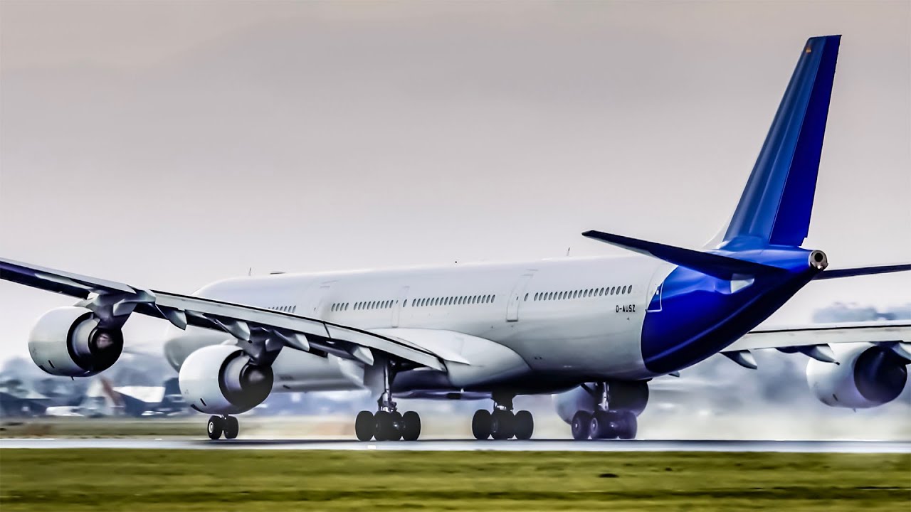 ✈️ WINDY A340-600 TAKE-OFF Surinam Airways (USC) 🇳🇱 SCHIPHOL AIRPORT (AMS/EHAM)