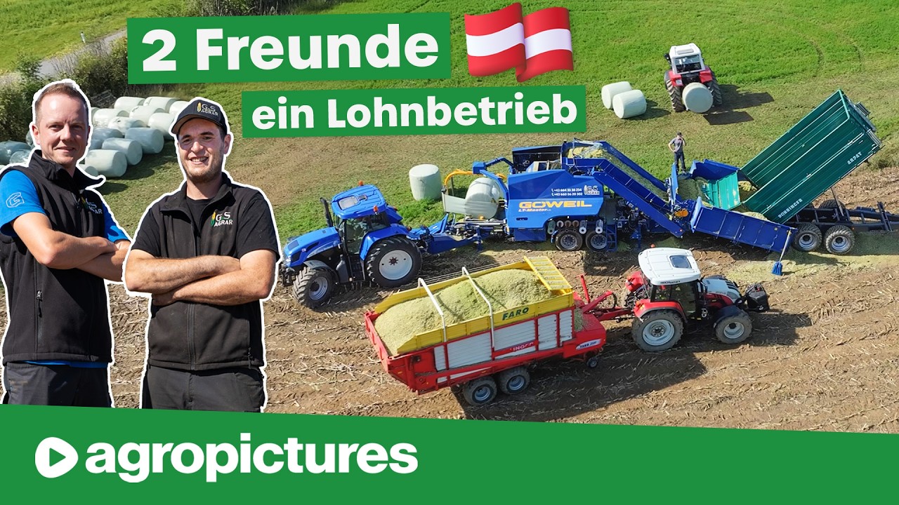 Zwei Freunde, ein Lohnunternehmen |&nbsp;Maisernte mit G&S Agrar | Maisballenpresse G&ouml;weil LT Master F60
