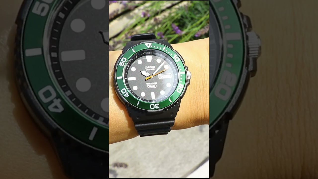 The Colour really Pops - Green bezel Casio MRW-230H #casio