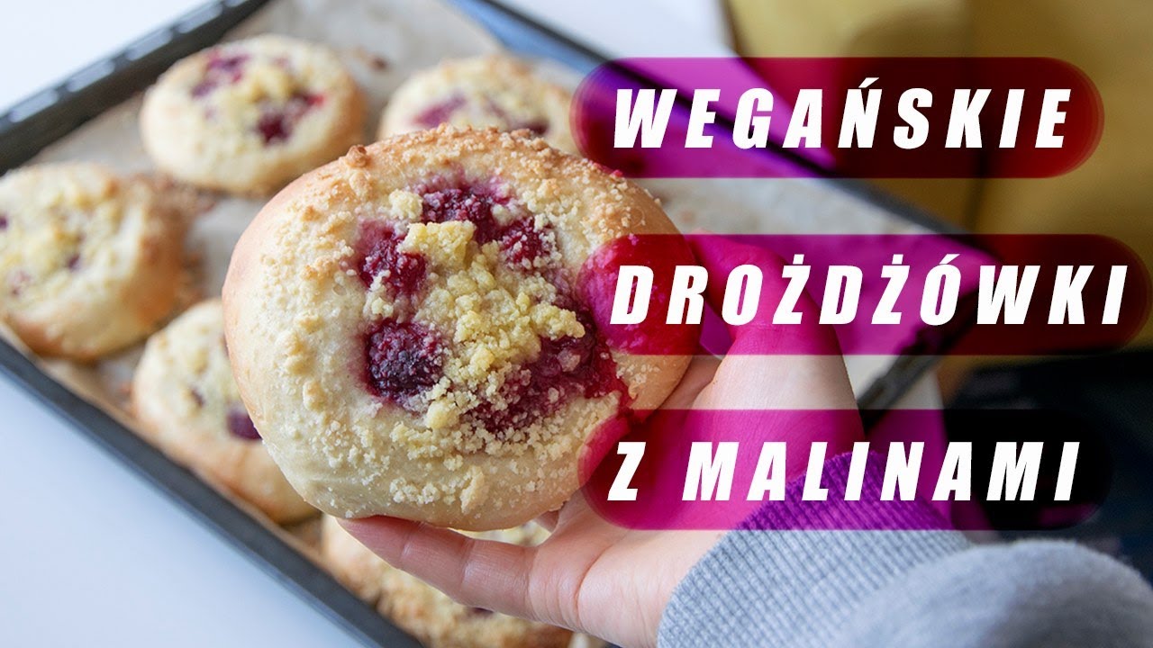 Wegańskie drożdżówki z malinami | Szybki domowy przepis