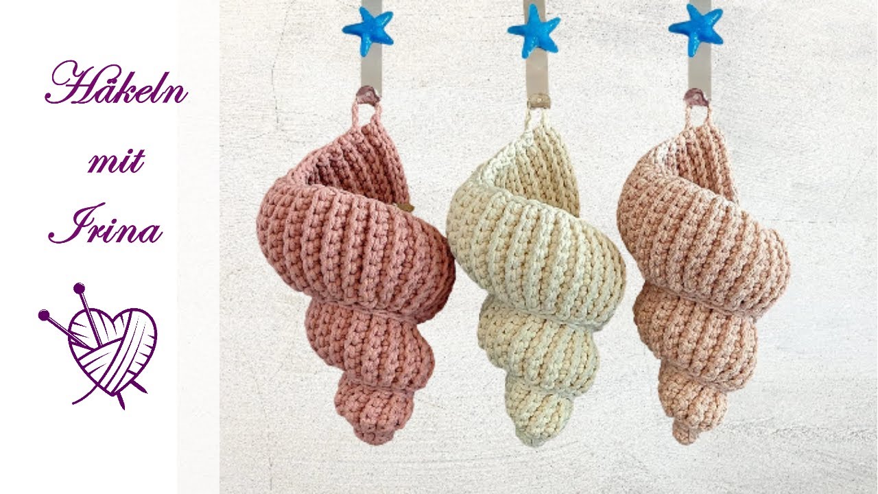 Muschel Deko Körbchen Utensilo häkeln Basket Shell crochet