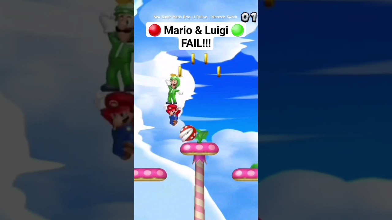Mario & Luigi FAIL!! 🔴🟢 #shorts #supermario #luigi #nsmbud #mariobrosudeluxe #nsmbu #mariobros