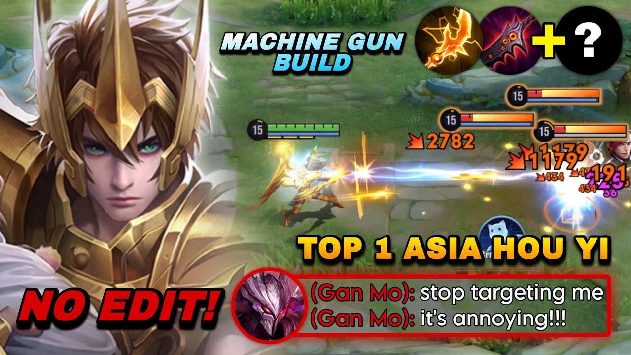 NO EDIT! TOP 1 ASIA HOU YI MACHINE GUN BUILD DOMINATES IN FARM LANE GM RANK! | HOU YI BUILD & ARCANA
