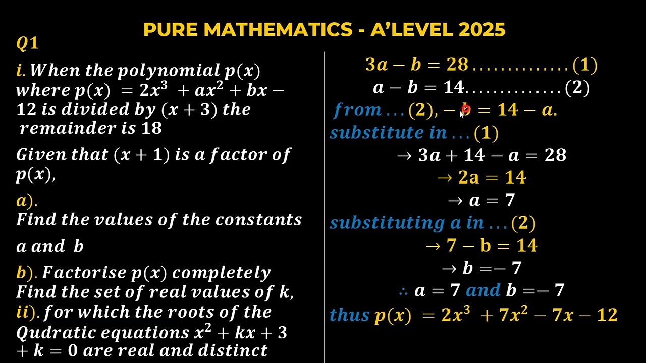 PURE MATHEMATICS_GCE_2025 Q1
