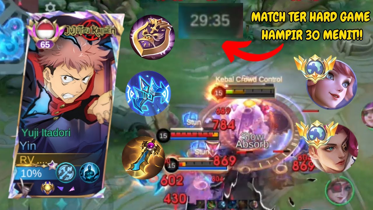 GAMEPLAY SUPER HARD GAME YIN EXP LANE VS META FLORYN & LESLEY HAMPIR 30 MENIT!! - MLBB
