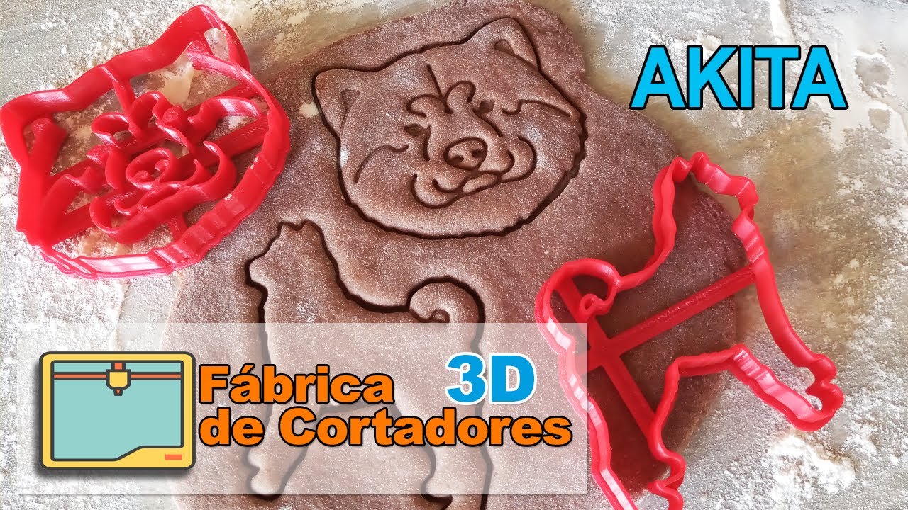 Criação, modelagem e Impressão 3d - Cortador de Biscoito 3D e Marcador Cachorro Akita Inu